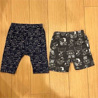 ユニクロ(UNIQLO)の2枚セット★ユニクロUNIQLOレギンス7部丈、スヌーピー半ズボン 子供服80(パンツ)