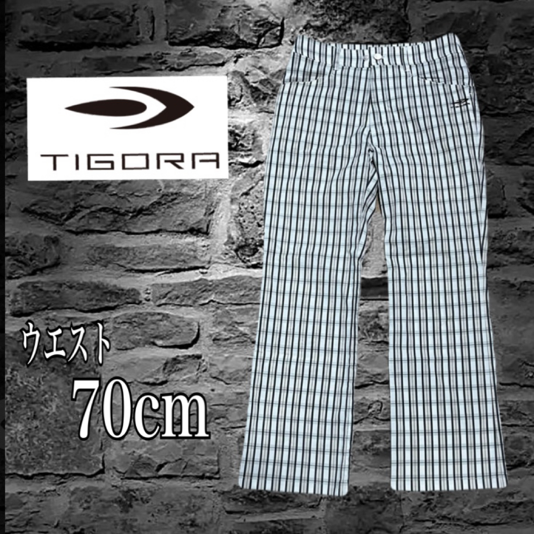 TIGORA(ティゴラ)のTIGORA ティゴラ レディース ゴルフパンツ チェック 刺繍ロゴ 7号 S スポーツ/アウトドアのゴルフ(ウエア)の商品写真