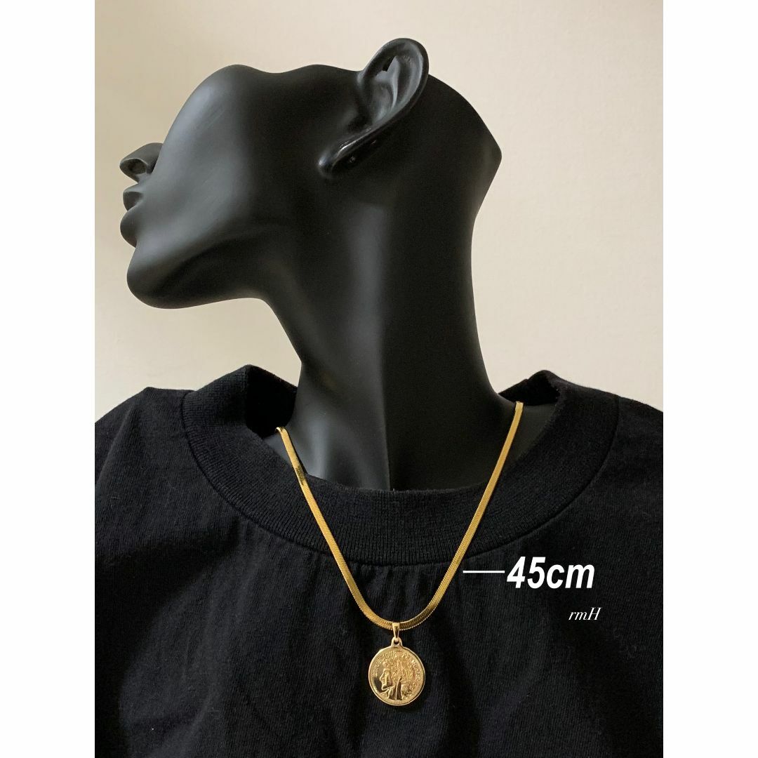 【スネークチェーン コインネックレス ゴールド 45cm】ステンレス メンズのアクセサリー(ネックレス)の商品写真