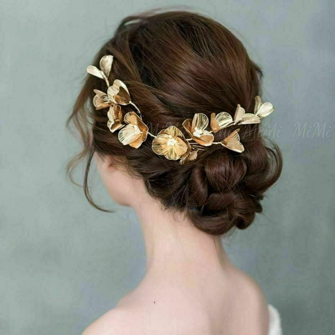 ☆2点セットヘッドドレス・イヤリング(ピアス) ウェディング 結婚式 ブライダル レディースのヘアアクセサリー(その他)の商品写真