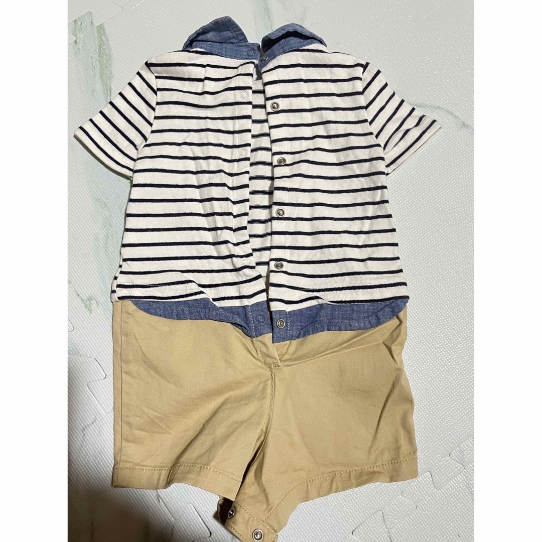 babyGAP(ベビーギャップ)のGAP  baby GAP  ギャップ　半袖ロンパース　襟付きボーダー　クマ キッズ/ベビー/マタニティのベビー服(~85cm)(カバーオール)の商品写真