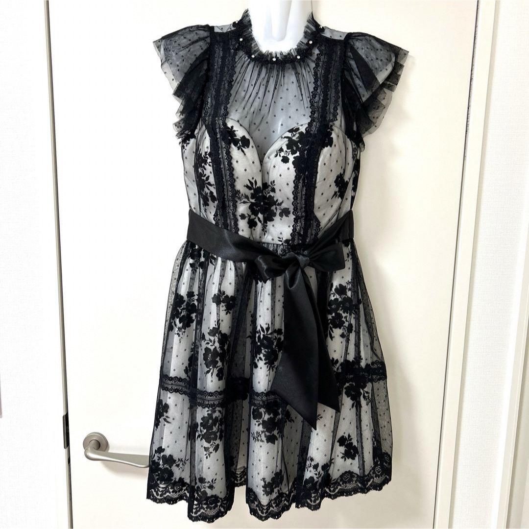  ROBE de FLEURS⭐︎黒レースミニドレス新品 レディースのフォーマル/ドレス(ナイトドレス)の商品写真