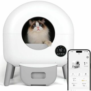 自動猫トイレ スマートフォン管理 中立センサー付き　ペット 猫　自動(かご/ケージ)