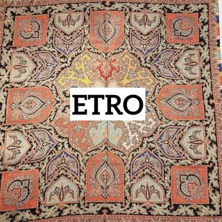 エトロ(ETRO)の美品 ★ETRO★ ストール ペイズリー柄 ウール シルク ブラウン(ストール/パシュミナ)