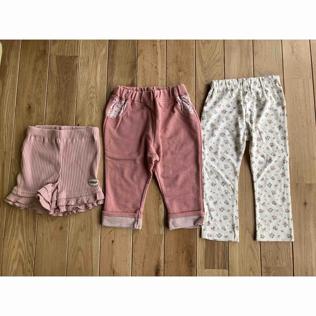 新品 女の子 ベビー ボトム ズボン セット 95センチ ピンク キッズ/ベビー/マタニティのキッズ服女の子用(90cm~)(パンツ/スパッツ)の商品写真