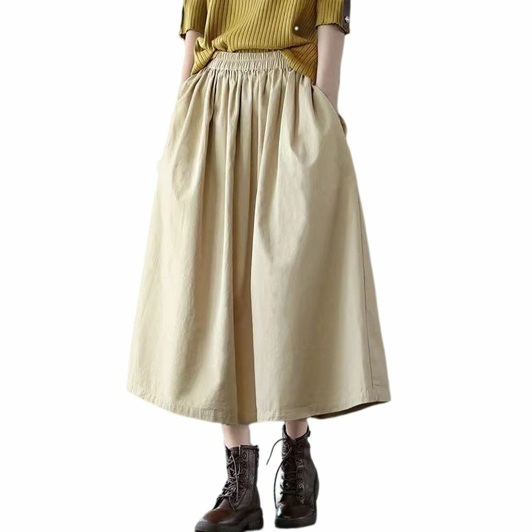 【色: アプリコット】[xppe] スカート レディース ロングスカートゴム ハ レディースのファッション小物(その他)の商品写真