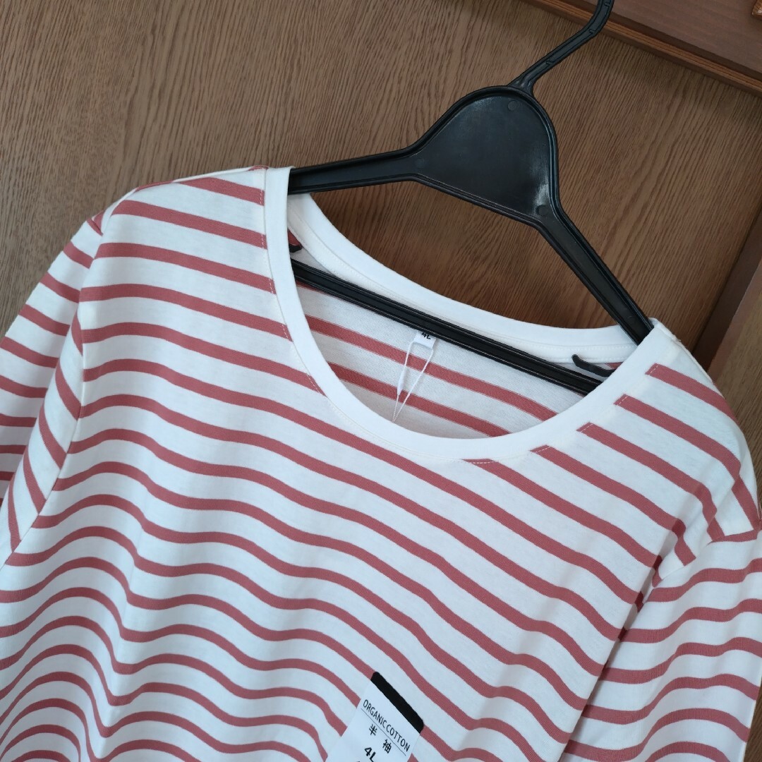 新品 未使用 ボーダー トップス 半袖 Tシャツ レディース ４Ｌサイズ レディースのトップス(Tシャツ(半袖/袖なし))の商品写真
