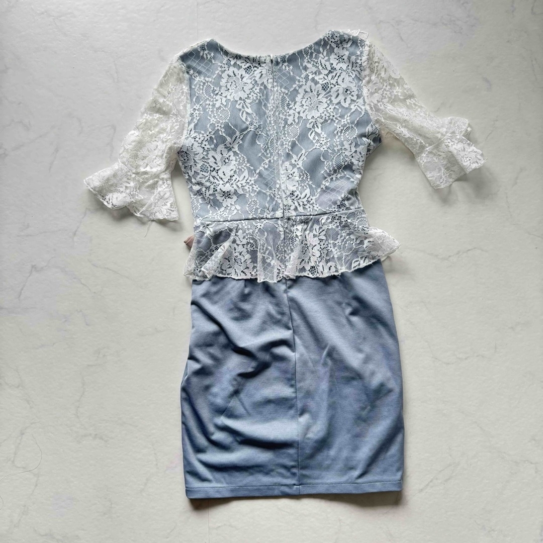 dazzy store(デイジーストア)のキャバドレス　ウエストリボンフラワーレースミニドレス　ラウンジドレス　ドレス レディースのフォーマル/ドレス(ナイトドレス)の商品写真