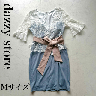 デイジーストア(dazzy store)のキャバドレス　ウエストリボンフラワーレースミニドレス　ラウンジドレス　ドレス(ナイトドレス)