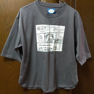 ふくふくにゃんこ Tシャツ 五分袖 グレー(Tシャツ(半袖/袖なし))