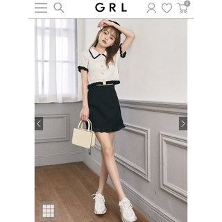 グレイル(GRL)のGRL インパン裏地付きフリルヘム台形ミニスカート at1530  ブラック 黒(ミニスカート)