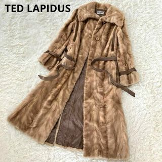 美品TED LAPIDUS ミンクファー ロングコート 革ベルト ステンカラー(毛皮/ファーコート)