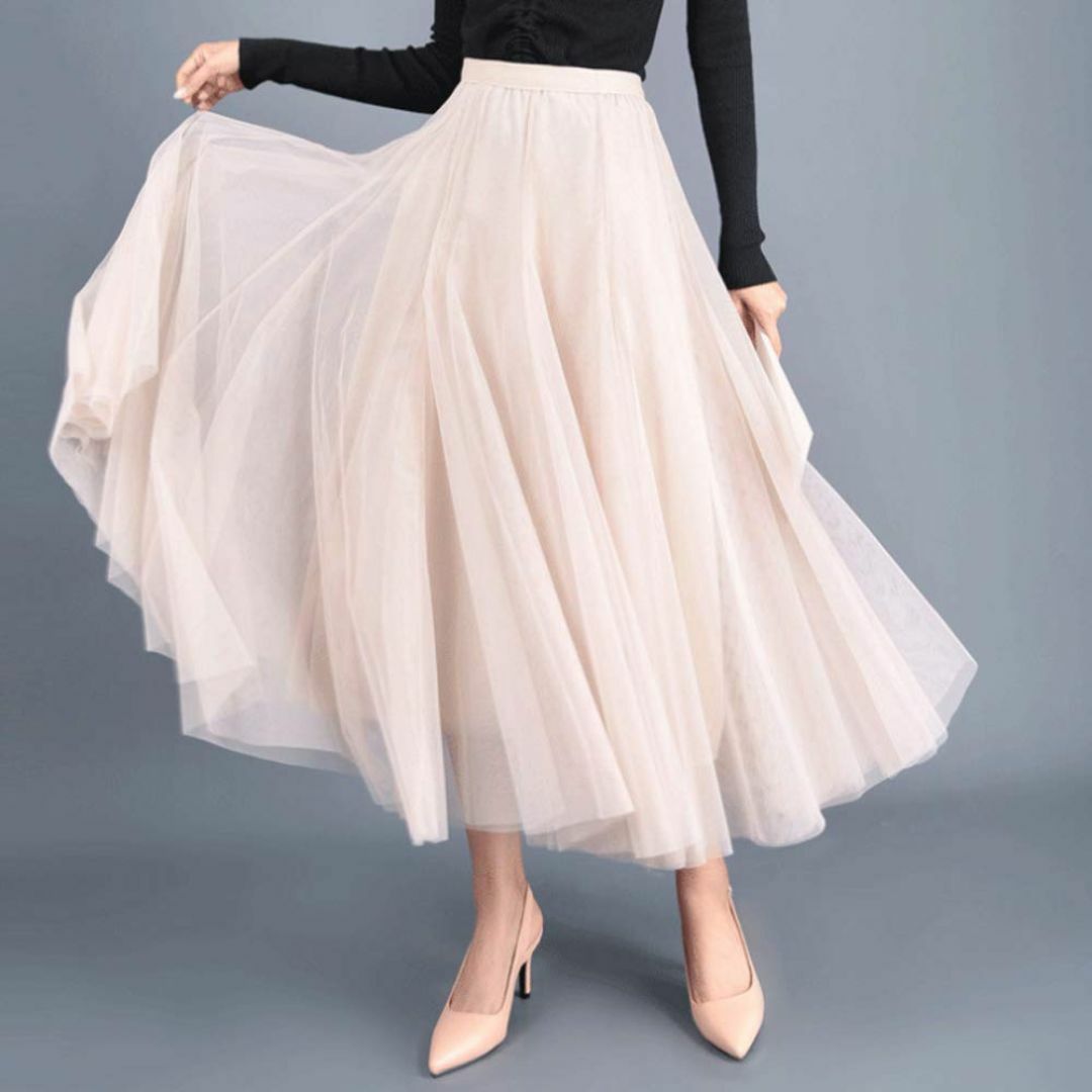 【色: グレー】[KMAZN] チュールスカート ロング スカート 3層チュール レディースのファッション小物(その他)の商品写真