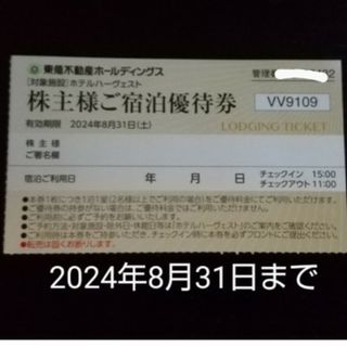 東急不動産　株主優待券　ハーヴェスト　宿泊　割引券　リゾート(宿泊券)