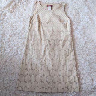 マックスマーラ(Max Mara)のMax Mara　赤タグ　42　ワンピース　ドット　コットン　ノースリーブ(ひざ丈ワンピース)