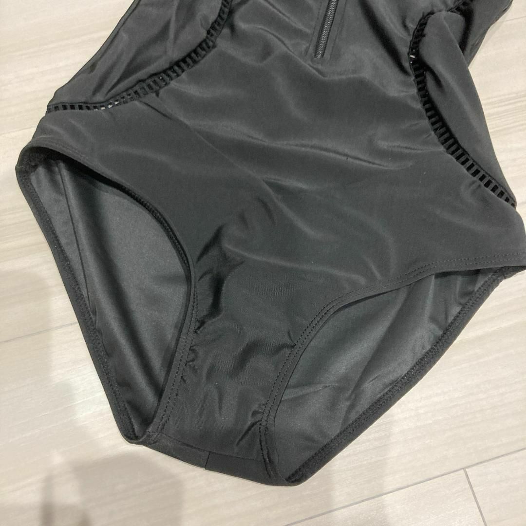 ラッシュガード 黒 長袖 水着 速乾 無地 潜水服 スイムウェア 海 プール レディースの水着/浴衣(水着)の商品写真