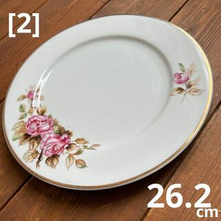 [2]バラの絵付け 中皿〜大皿 平皿 26.2cm レトロ(食器)