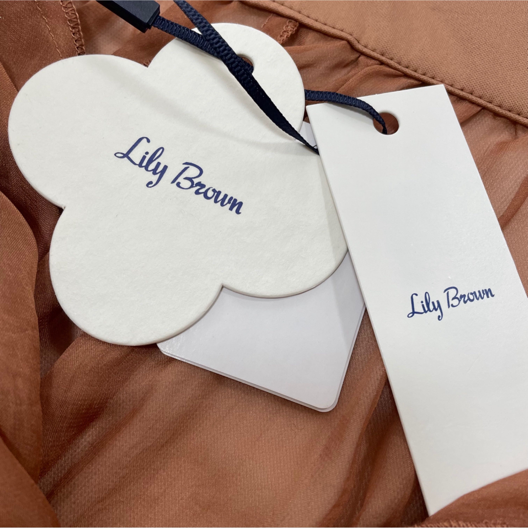 Lily Brown(リリーブラウン)の【新品タグ付】Lily Brown光沢シアースカート　ブラウン　サイズ1 レディースのスカート(ロングスカート)の商品写真