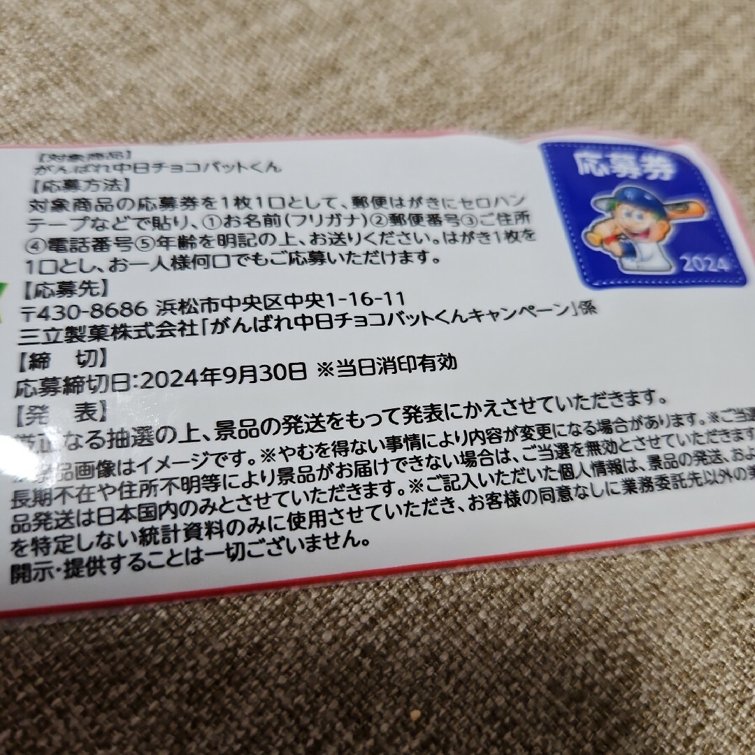 がんばれ中日チョコバットくん　応募券 チケットのチケット その他(その他)の商品写真