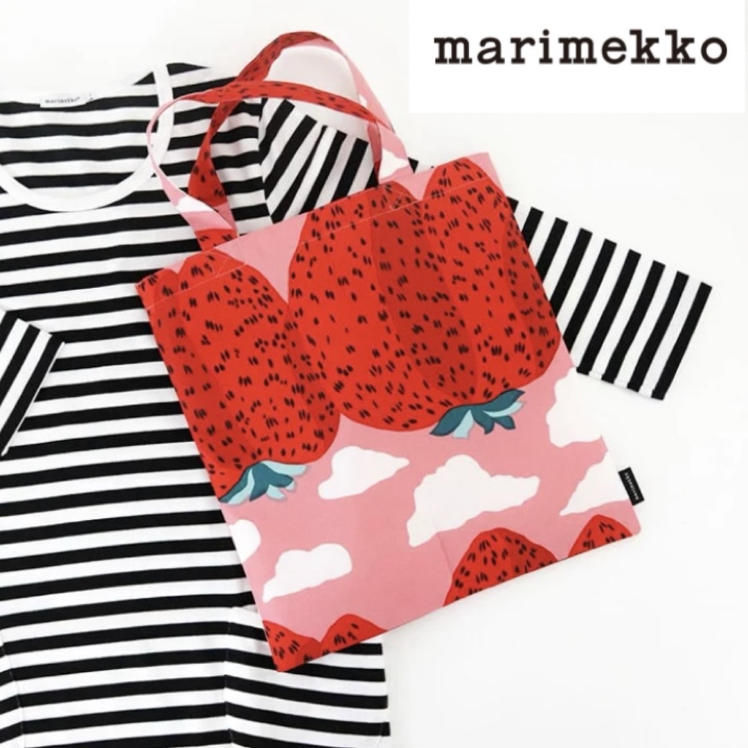 marimekko(マリメッコ)の美品 マリメッコ マンシッカヴォレット バッグ ポータブル いちご柄 かわいい レディースのバッグ(エコバッグ)の商品写真