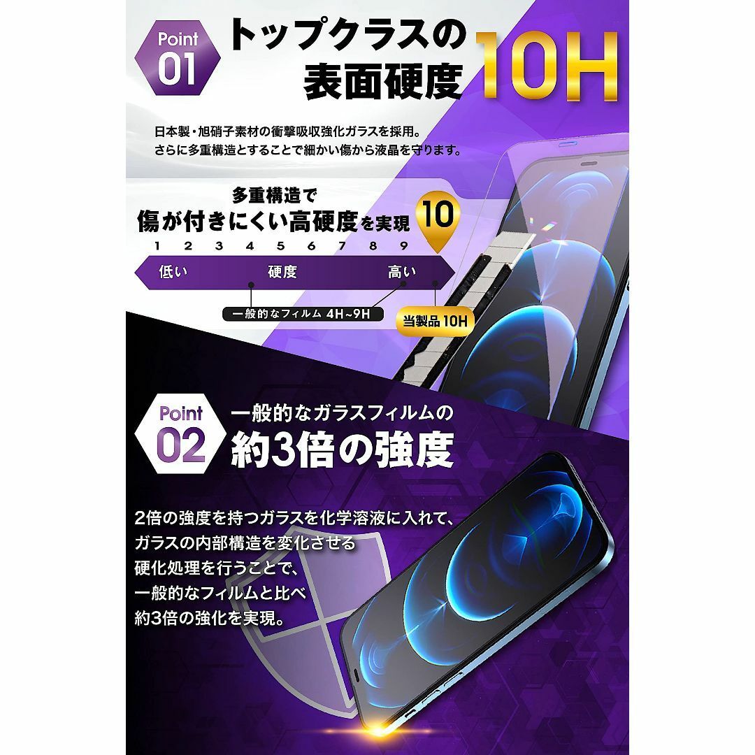 TEIQ ガラスフィルム-ブルーライトカット iPhone14 硬度10H 日本 スマホ/家電/カメラのスマホアクセサリー(その他)の商品写真