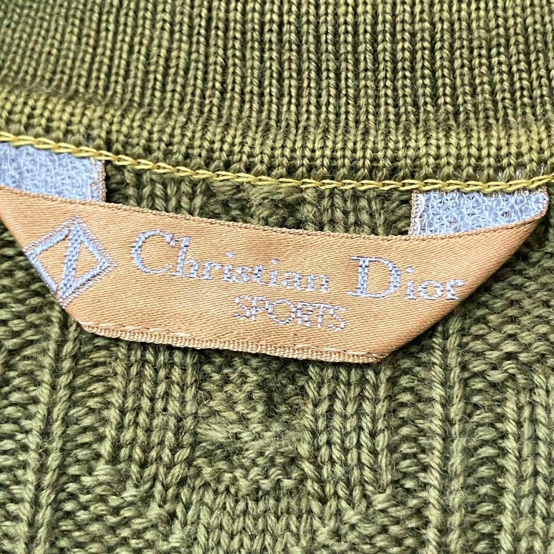 Christian Dior(クリスチャンディオール)のクリスチャン・ディオール ケーブルニット セーター カーキ 緑 M 刺繍ロゴ レディースのトップス(ニット/セーター)の商品写真