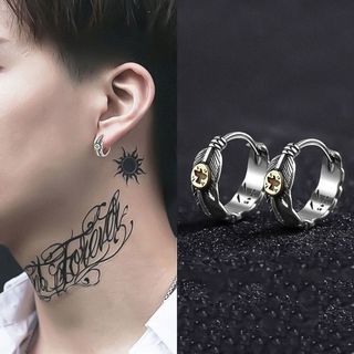 再入荷！　メンズ　ピアス　シルバー　ストリート　イーグル　フェザー　韓国(ピアス(両耳用))