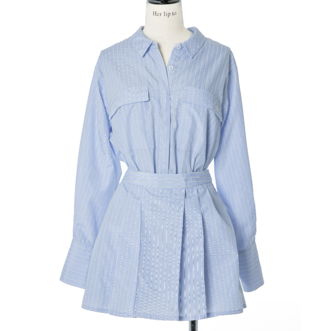 Her lip to(ハーリップトゥ)のハーリップトゥ Armace Stripe Shirt Romper Sサイズ レディースのワンピース(ミニワンピース)の商品写真