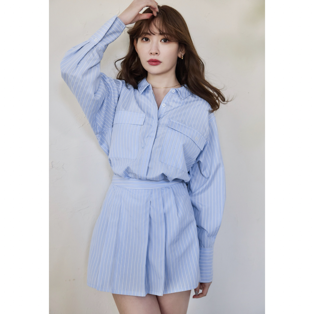 Her lip to(ハーリップトゥ)のハーリップトゥ Armace Stripe Shirt Romper Sサイズ レディースのワンピース(ミニワンピース)の商品写真