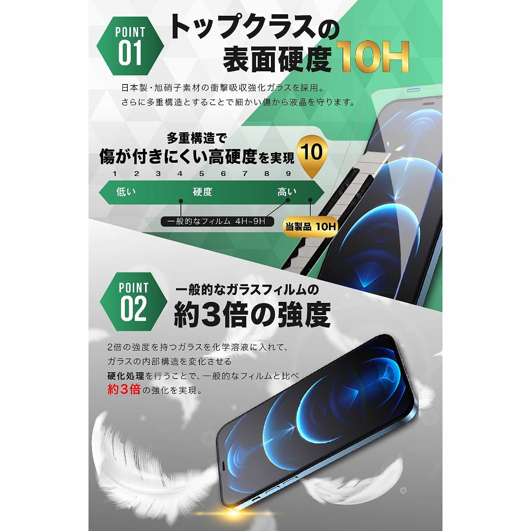 TEIQ 二重強化 ガラスフィルム iPhone14 硬度10H 日本製旭硝子  スマホ/家電/カメラのスマホアクセサリー(その他)の商品写真