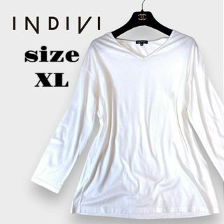 インディヴィ(INDIVI)の美品　INDIVI　インディヴィ 長袖　トップス　XL　シルク素材　レディース(シャツ/ブラウス(長袖/七分))