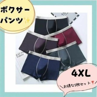 ボクサーパンツ 4XL 5枚 シンプル 下着 前閉 吸水 速乾 ブリーフ メンズ(ボクサーパンツ)