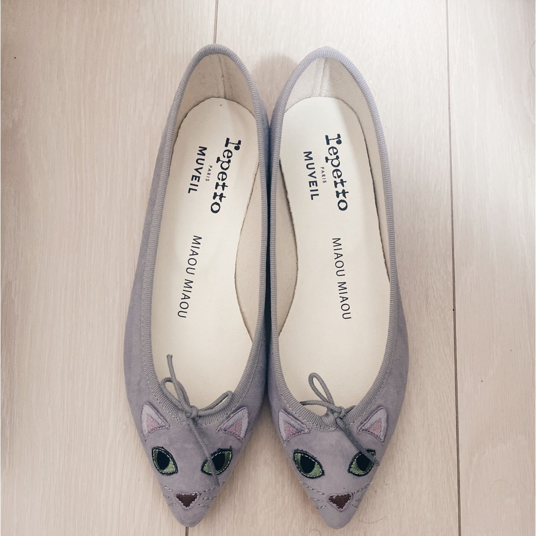 repetto(レペット)の★muveil×repetto可愛いコラボ猫バレエシューズ★グレー レディースの靴/シューズ(バレエシューズ)の商品写真