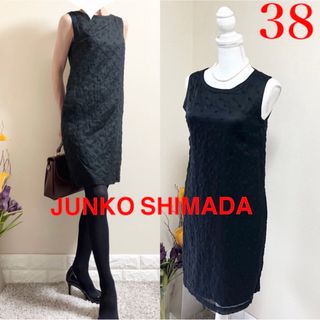 ジュンコシマダ(JUNKO SHIMADA)のジュンコシマダ　柔らか　コットン　ドット　ワンピース　サマードレス　9 黒　M(ひざ丈ワンピース)