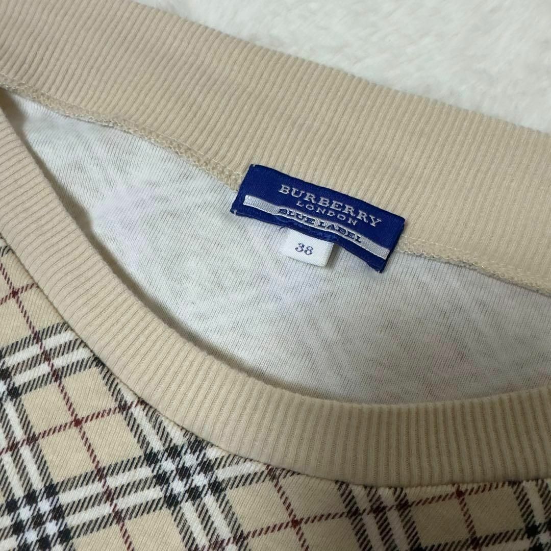 BURBERRY BLUE LABEL(バーバリーブルーレーベル)の【美品】バーバリーブルーレーベル　ノバチェック　5部袖　カットソー　Mサイズ レディースのトップス(カットソー(半袖/袖なし))の商品写真