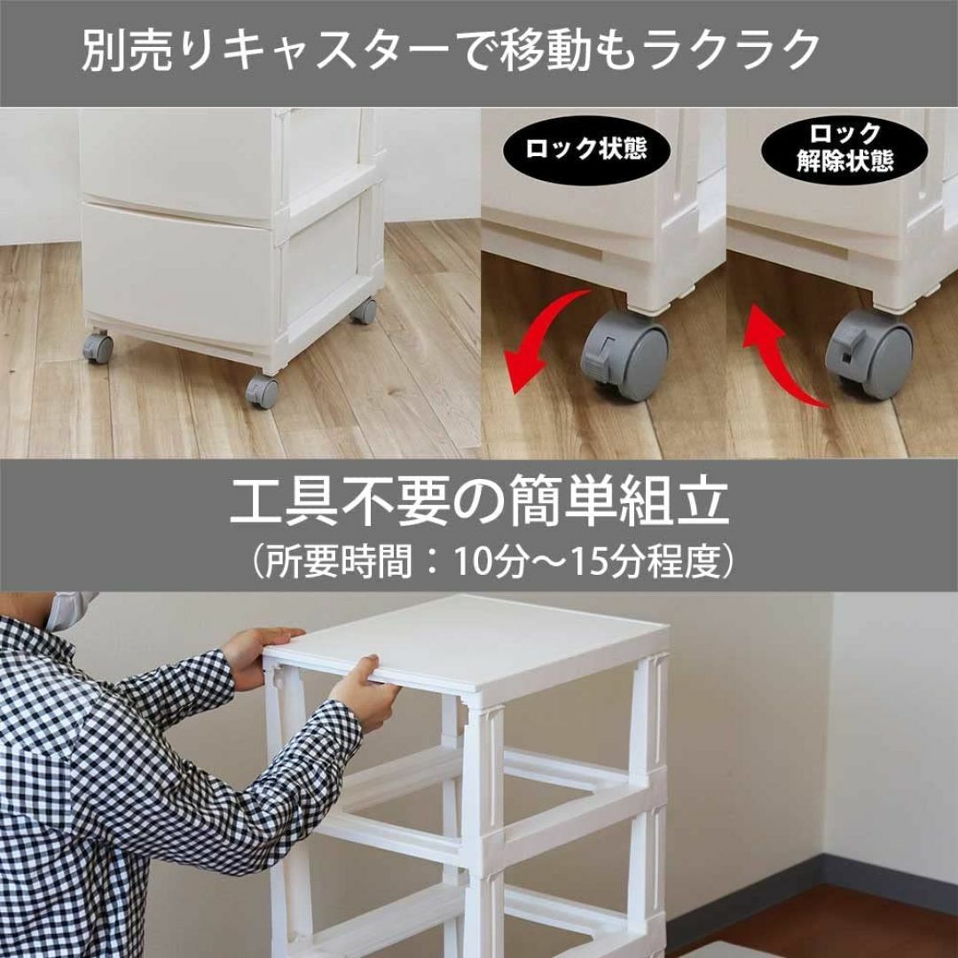 【web限定カラー】 サンカ ルームス 収納 チェスト ネイビー ワイド 5段  インテリア/住まい/日用品のベッド/マットレス(その他)の商品写真