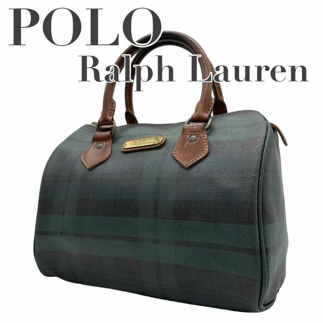 POLO RALPH LAUREN(ポロラルフローレン)のポロラルフローレン　s89 ミニ　ボストンバッグ　チェック　PVC レザー レディースのバッグ(ボストンバッグ)の商品写真