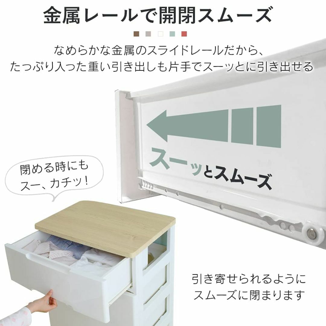 【色: 1)ホワイト】アイリスオーヤマ チェスト ラクラク引出し 木天板 5段  インテリア/住まい/日用品のベッド/マットレス(その他)の商品写真