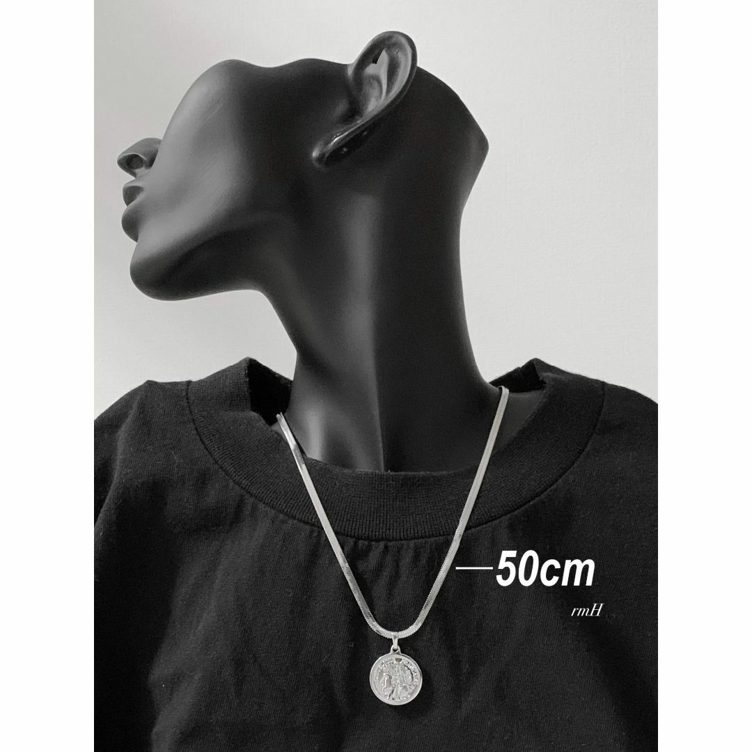 【スネークチェーン コインネックレス シルバー 50cm】ステンレス メンズのアクセサリー(ネックレス)の商品写真
