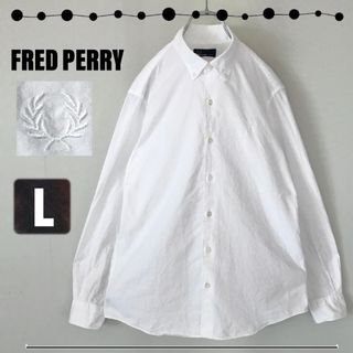 フレッドペリー(FRED PERRY)のフレッドペリー★ワンポイント刺繍★薄手オックスフォード★白シャツ★クールビズ★L(シャツ)