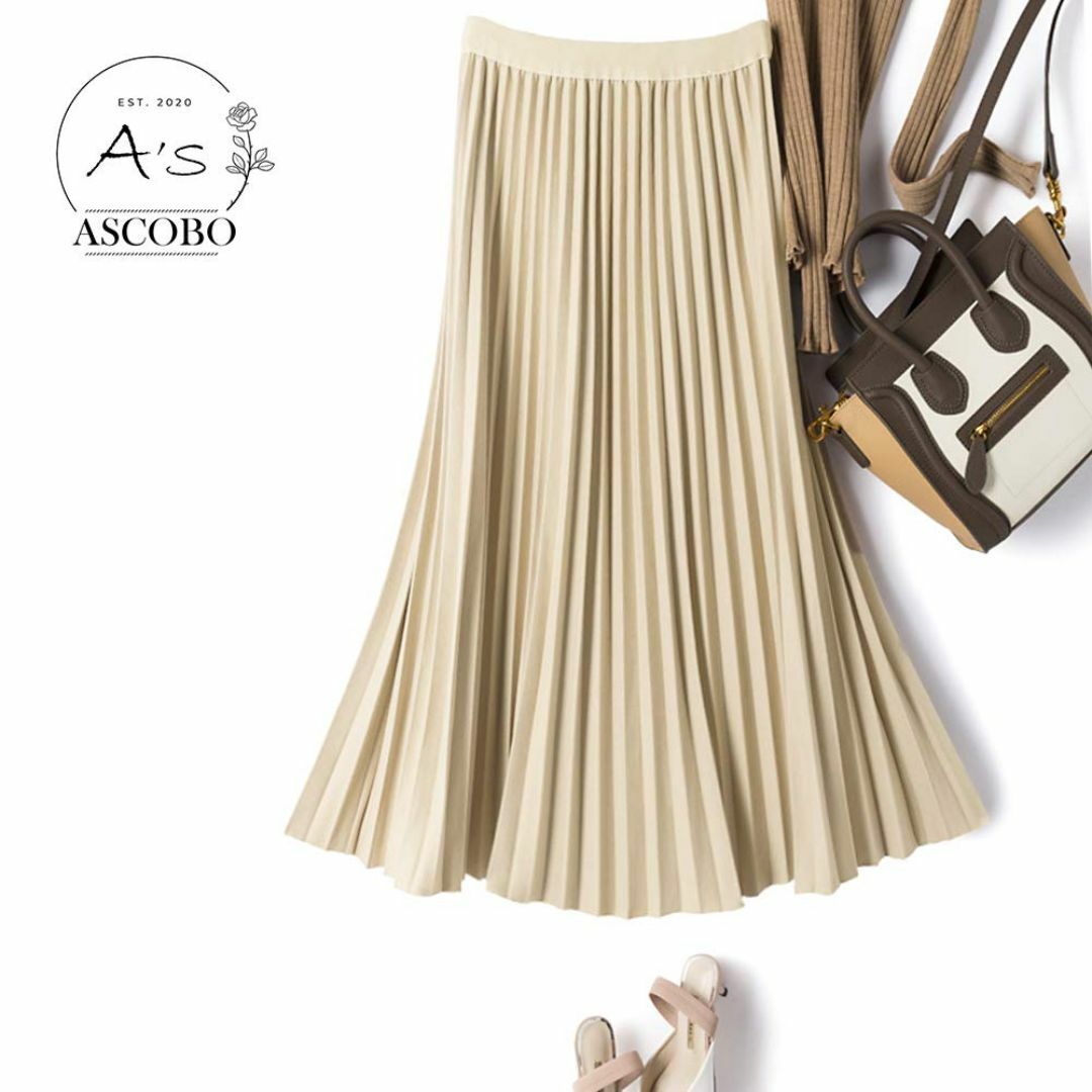 【色: ベージュ】[ASCOBO] スカート レディース ロングスカート フレア レディースのファッション小物(その他)の商品写真