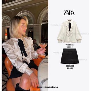 ザラ(ZARA)の【ZARA】ザラ  リボンサテンシャツ(シャツ/ブラウス(長袖/七分))