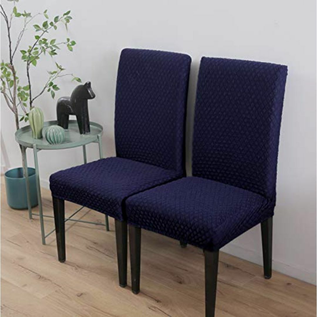 色:ネイビーブルー椅子カバー 伸縮素材 背もたれあり 洗える 取り外し可能  インテリア/住まい/日用品のソファ/ソファベッド(ソファカバー)の商品写真