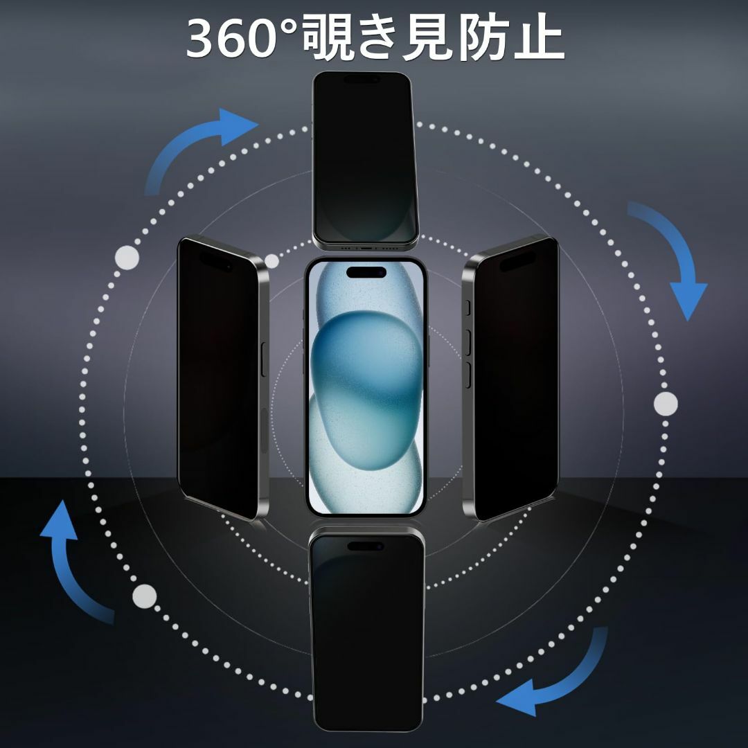 【サイズ:iPhone15Plus_色:360°覗き見防止-1枚セット】MINI スマホ/家電/カメラのスマホアクセサリー(その他)の商品写真