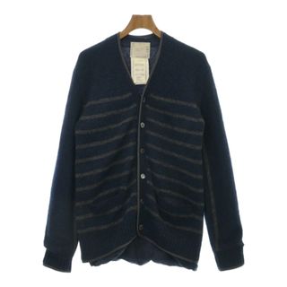 サカイ(sacai)のsacai サカイ カーディガン 2(M位) 紺xグレー(ボーダー) 【古着】【中古】(カーディガン)