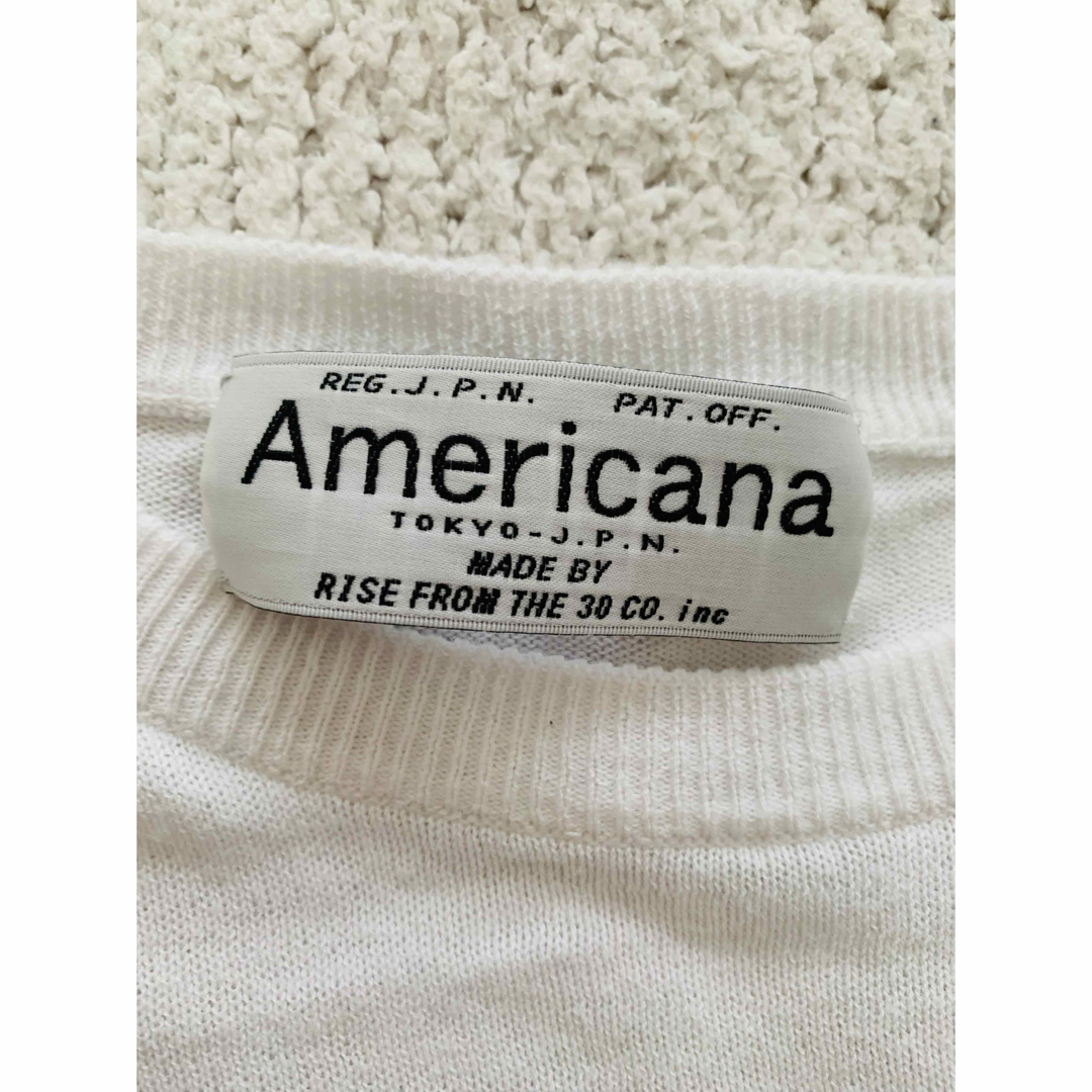 AMERICANA(アメリカーナ)のAMERICANAアメリカーナ　ロゴ　エアリーサマーニット　美品 レディースのトップス(カットソー(半袖/袖なし))の商品写真