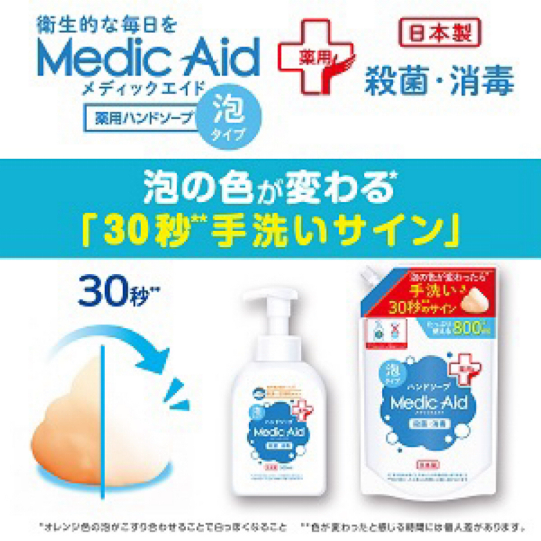 ハンドソープ＊メディックエイド＊殺菌・消毒＊日本製＊泡タイプ800ml×2個 コスメ/美容のボディケア(ボディソープ/石鹸)の商品写真