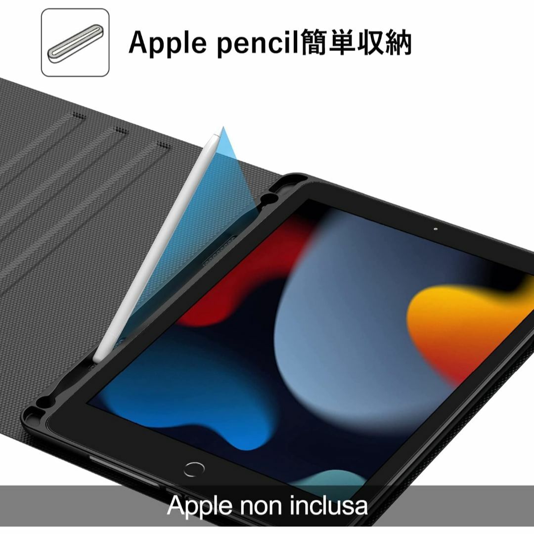 【色: ブラック】iPad 第9世代 キーボードケース 第8世代 第7世代 キー スマホ/家電/カメラのPC/タブレット(タブレット)の商品写真