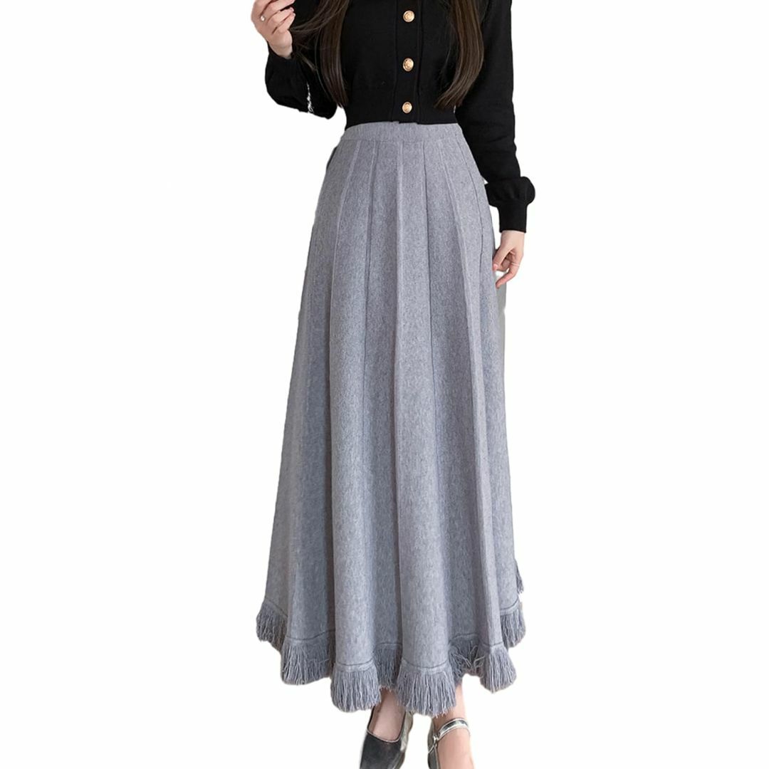 【色: グレー】[ORWZDCO] スカート レディース ロングスカート ニット レディースのファッション小物(その他)の商品写真