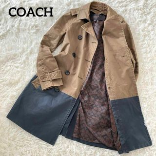 コーチ(COACH)のCOACH ロングトレンチコート XS ブラウン ネイビー ダブル(その他)